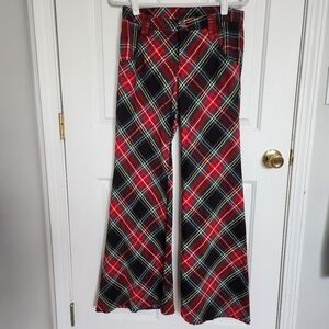 Free People Red Plaid Flare Pants